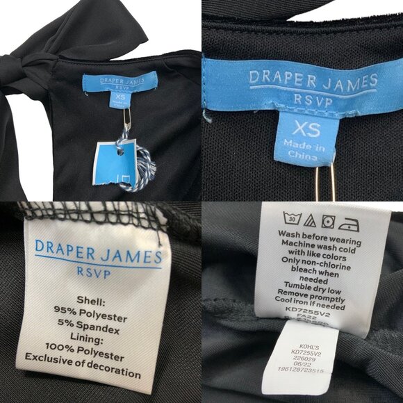 Draper James RSVP Velvet Bow Back Dress XS Black Sleeveless Belted Mini Kohls - Picture 3 of 12